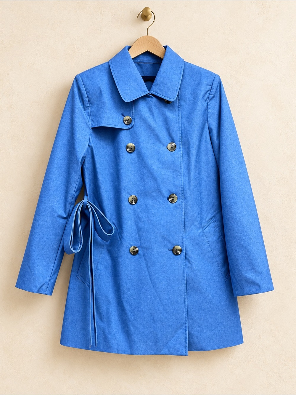 Lauren Ralph Lauren Blue Chambray Belted Double Breasted Trench Coat S NWT